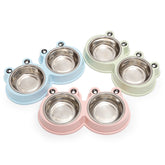 Stainless steel pet double bowl for cat and dog feeding and drinking water