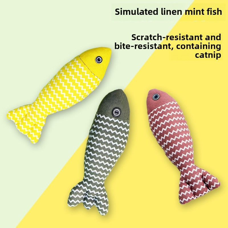 Pet Mint Fish Toy in random colors for cats of all ages