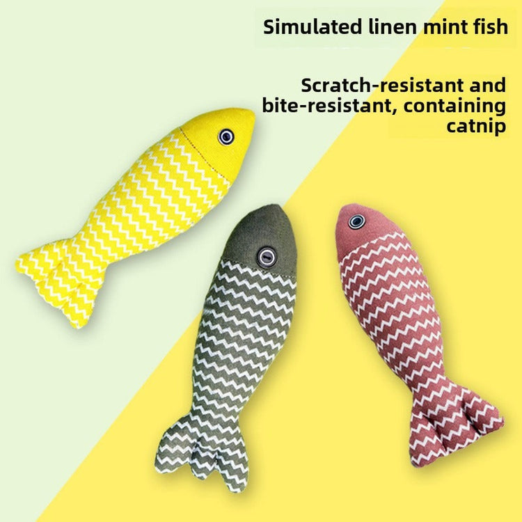 Pet Mint Fish Toy in random colors for cats of all ages