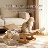2-in-1 cat rocking scratcher with cardboard pad and wooden frame for lounging and scratching