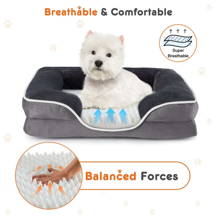 Memory foam pet bed with washable cover and non-slip base for small dogs and cats