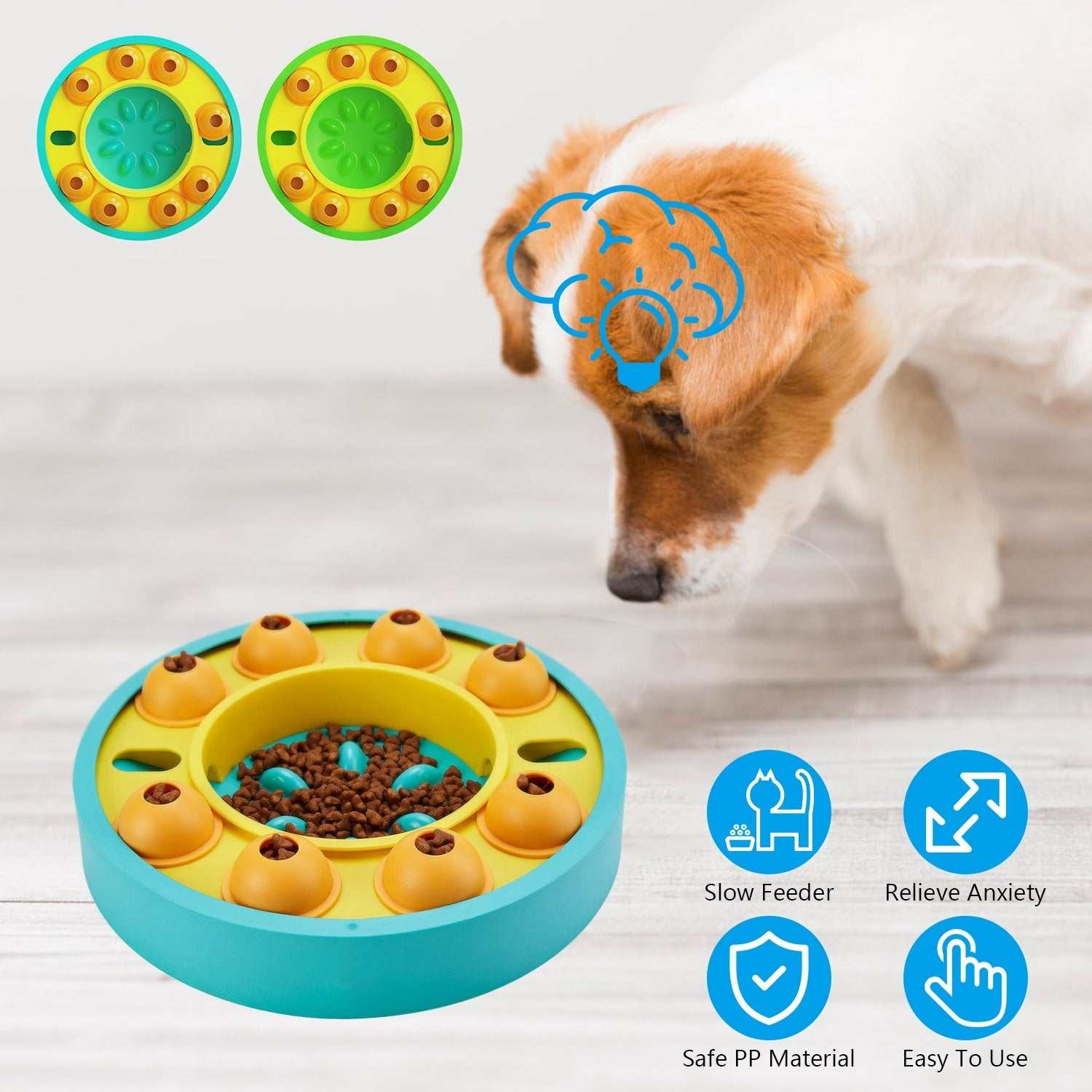 1Pc Dog Puzzle Food Feeder Slow Feeding Bowl Interactive Toy Dog Treat Dispensing Toy For IQ Training Mental Enrichment For Small Medium Large Dog Cat null