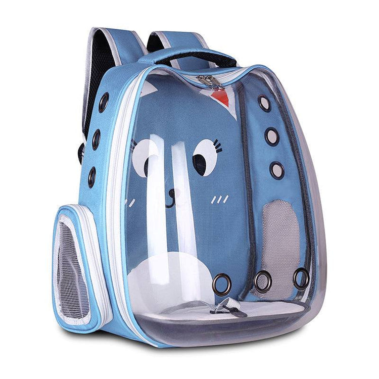 Breathable pet backpack carrier in multiple colors for cats and dogs with cartoon pattern and hard nylon material