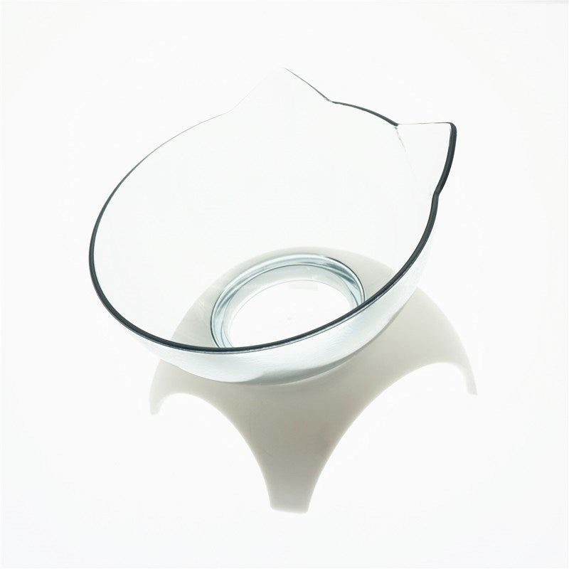 Non Slip Double Cat Bowl With Raised Stand Pet Food Cat Feeder Protect Cervical Vertebra Dog Bowl Transparent Pet Products null