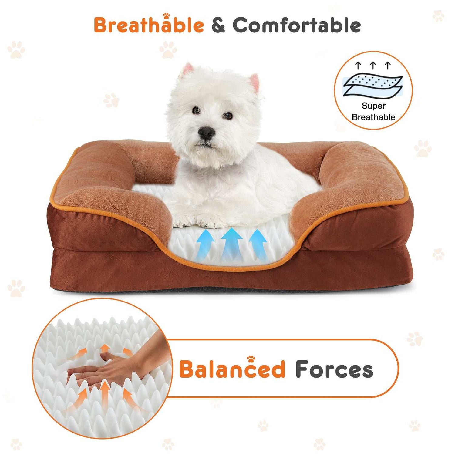 Memory foam pet bed with washable cover and non-slip base for small dogs and cats