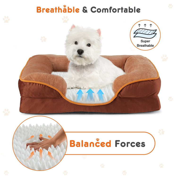 Memory foam pet bed with washable cover and non-slip base for small dogs and cats