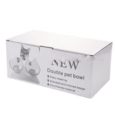 Non Slip Double Cat Bowl With Raised Stand Pet Food Cat Feeder Protect Cervical Vertebra Dog Bowl Transparent Pet Products null