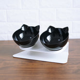 Non Slip Double Cat Bowl With Raised Stand Pet Food Cat Feeder Protect Cervical Vertebra Dog Bowl Transparent Pet Products null