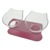 Non Slip Double Cat Bowl With Raised Stand Pet Food Cat Feeder Protect Cervical Vertebra Dog Bowl Transparent Pet Products null