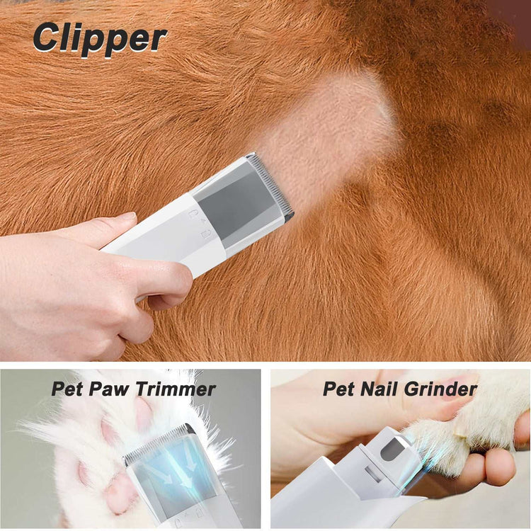 White Vacuum Trimming 7-in-1 Multifunctional Pet Grooming Device for Dogs made of ABS