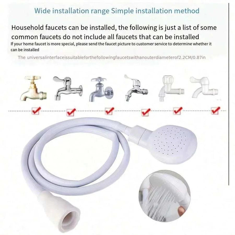 Portable handheld faucet sprayer attached to sink faucet for shampooing and pet bathing, durable ABS material, easy to install and use at home or travel
