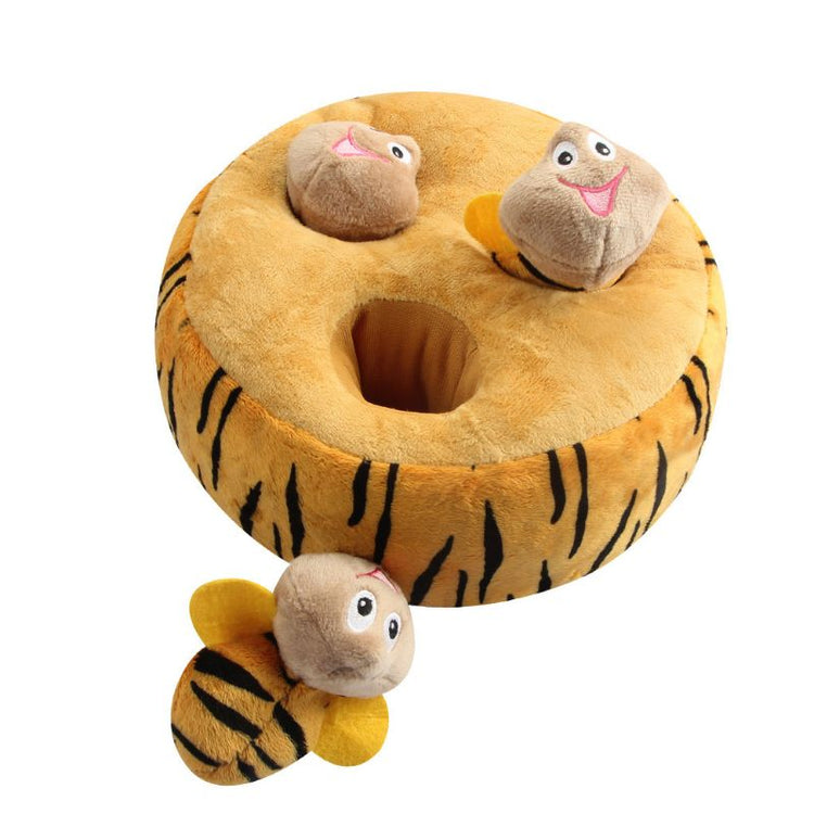 PetZen Squeaky Plush Pet Toy Set with 3 spring dolls and a durable mat for cats and dogs