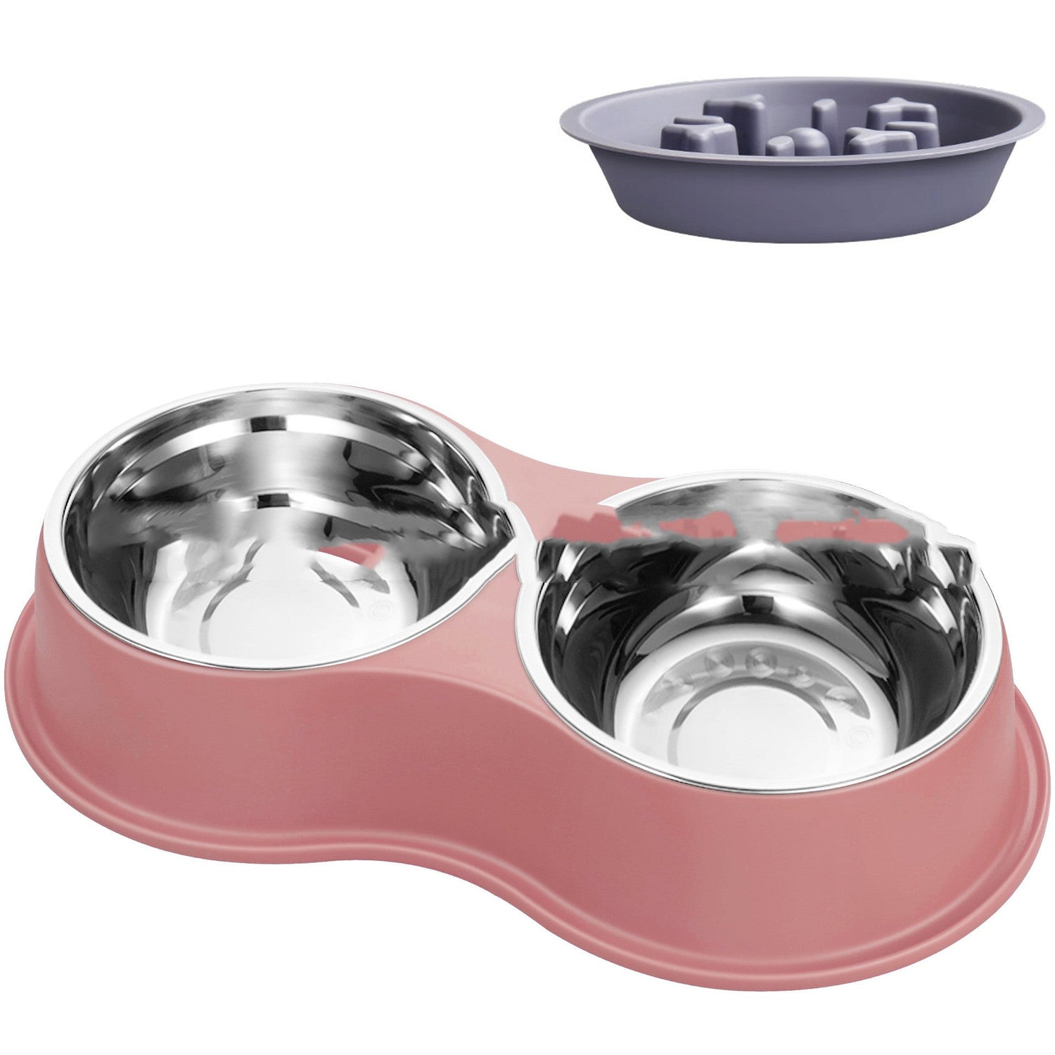 Pet slow feeding bowl in multiple colors with removable stainless steel insert for dogs and cats