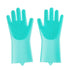 Green silicone dog grooming glove for pet hair removal and massage