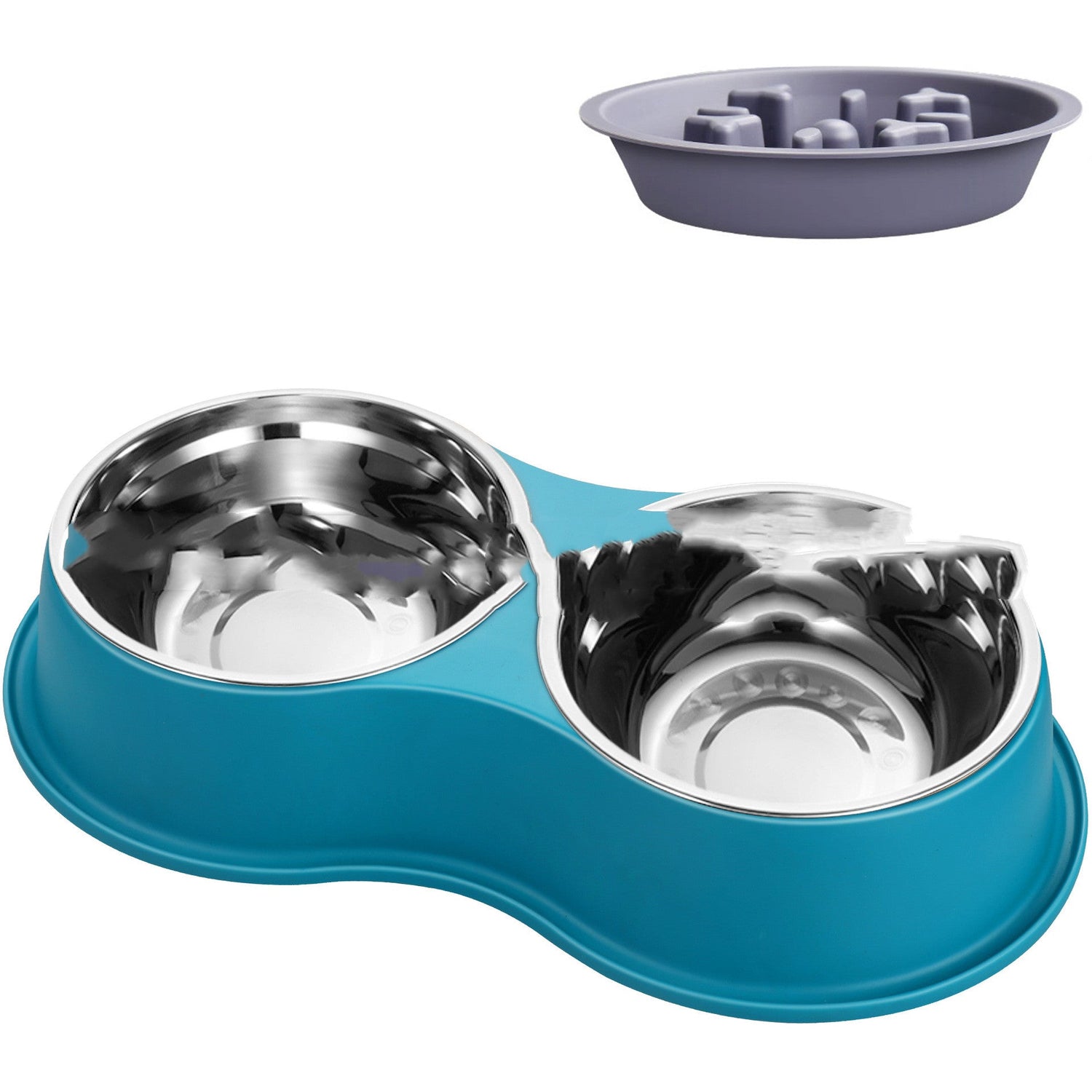 Pet Slow Feeding Bowl removable with stainless steel and PP material in multiple colors for dogs and cats