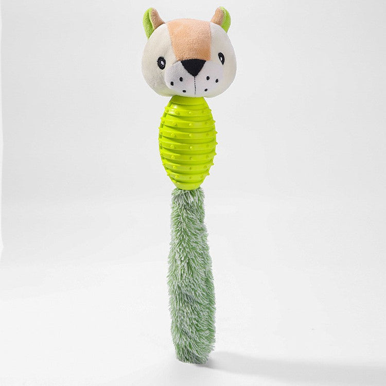 PetZen Chew & Squeak Plush Dog Toy with soft plush and durable TPR in 6 animal designs with squeaker inside for dog entertainment