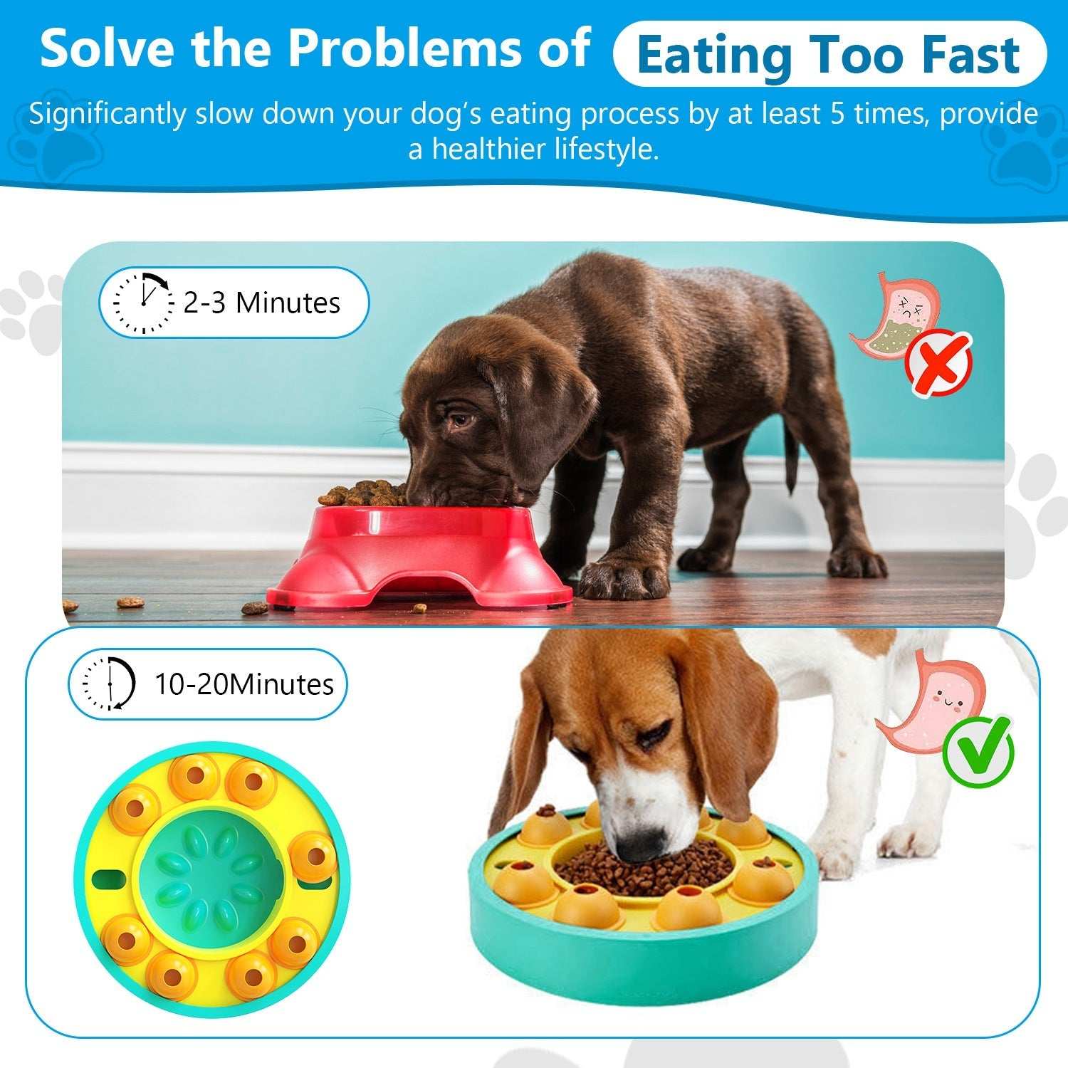 1Pc Dog Puzzle Food Feeder Slow Feeding Bowl Interactive Toy Dog Treat Dispensing Toy For IQ Training Mental Enrichment For Small Medium Large Dog Cat null