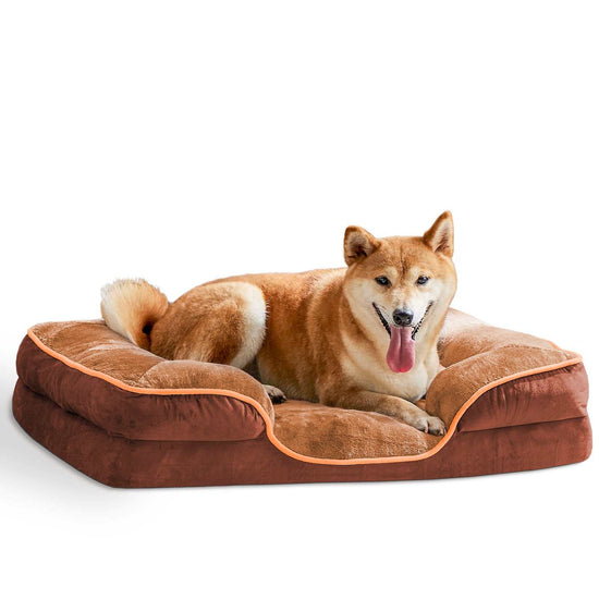 Memory foam pet bed for small dogs and cats with washable cover and non-slip base