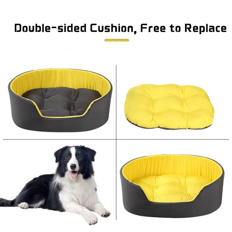 Yellow and black dog bed pet nest made of sponge, available in multiple sizes for all seasons