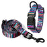 Colorful dog collar made of network silk polyester with leash options, available in multiple sizes and Bohemia-inspired designs