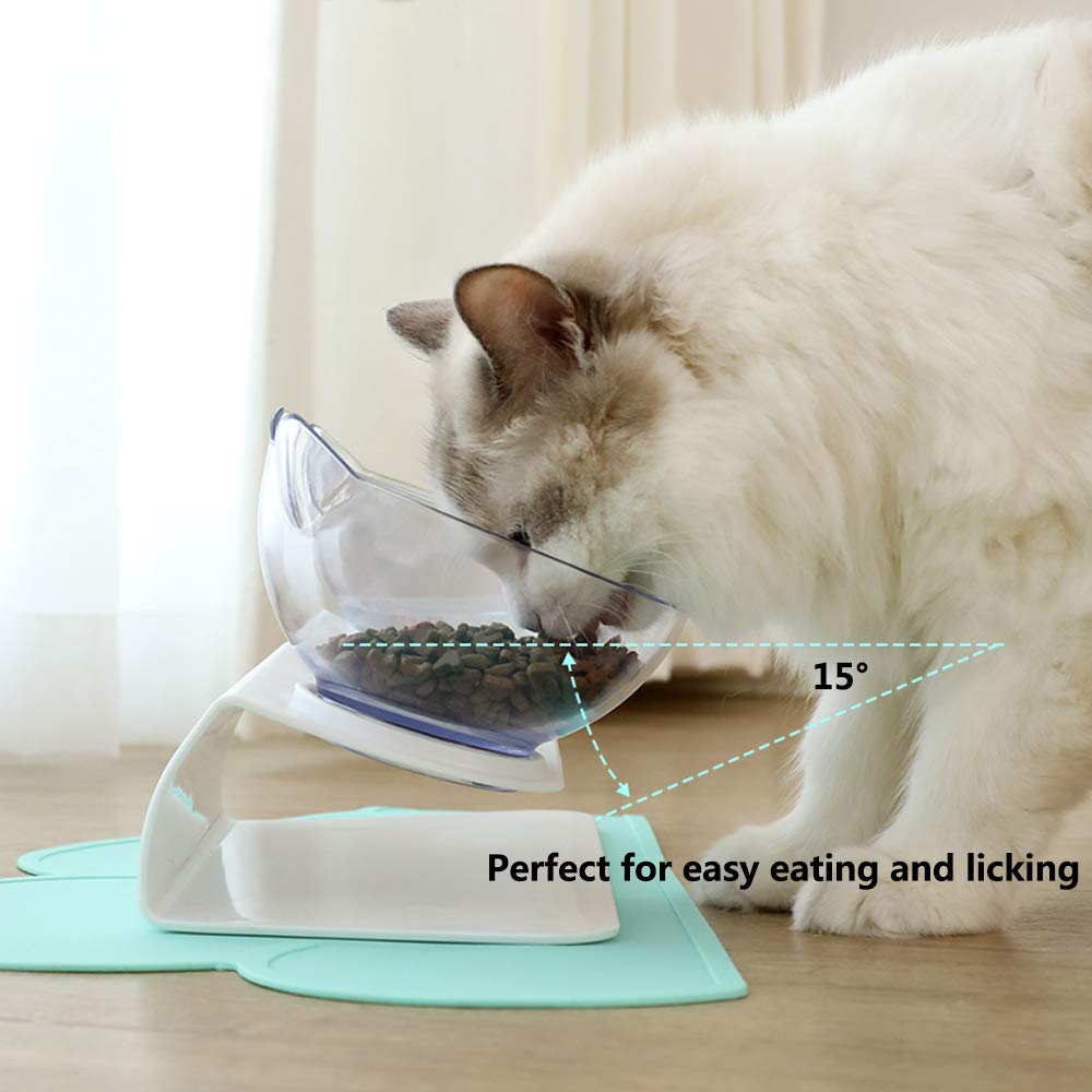 Non Slip Double Cat Bowl With Raised Stand Pet Food Cat Feeder Protect Cervical Vertebra Dog Bowl Transparent Pet Products null