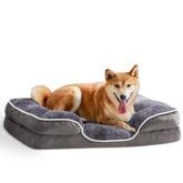 Memory foam orthopedic pet bed with washable cover and non-slip base for small dogs and cats
