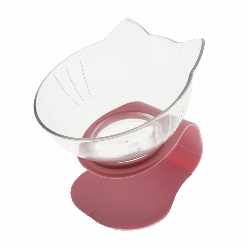 Non Slip Double Cat Bowl With Raised Stand Pet Food Cat Feeder Protect Cervical Vertebra Dog Bowl Transparent Pet Products null