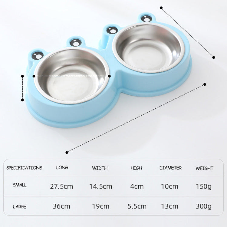 Stainless steel pet double bowl for cat and dog feeding and drinking water