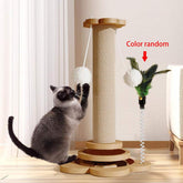Heavy-duty cat scratching post 46 cm with natural sisal rope and interactive toys