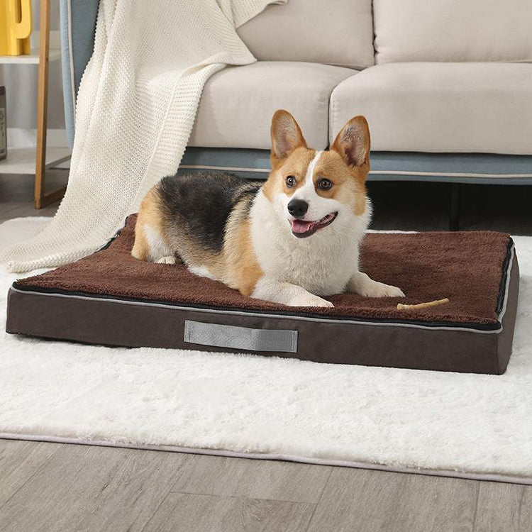 Plush large dog bed with memory foam and nonslip base for pets