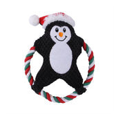 Pet Christmas plush toys made of cotton rope featuring Santa Claus and Christmas bear designs