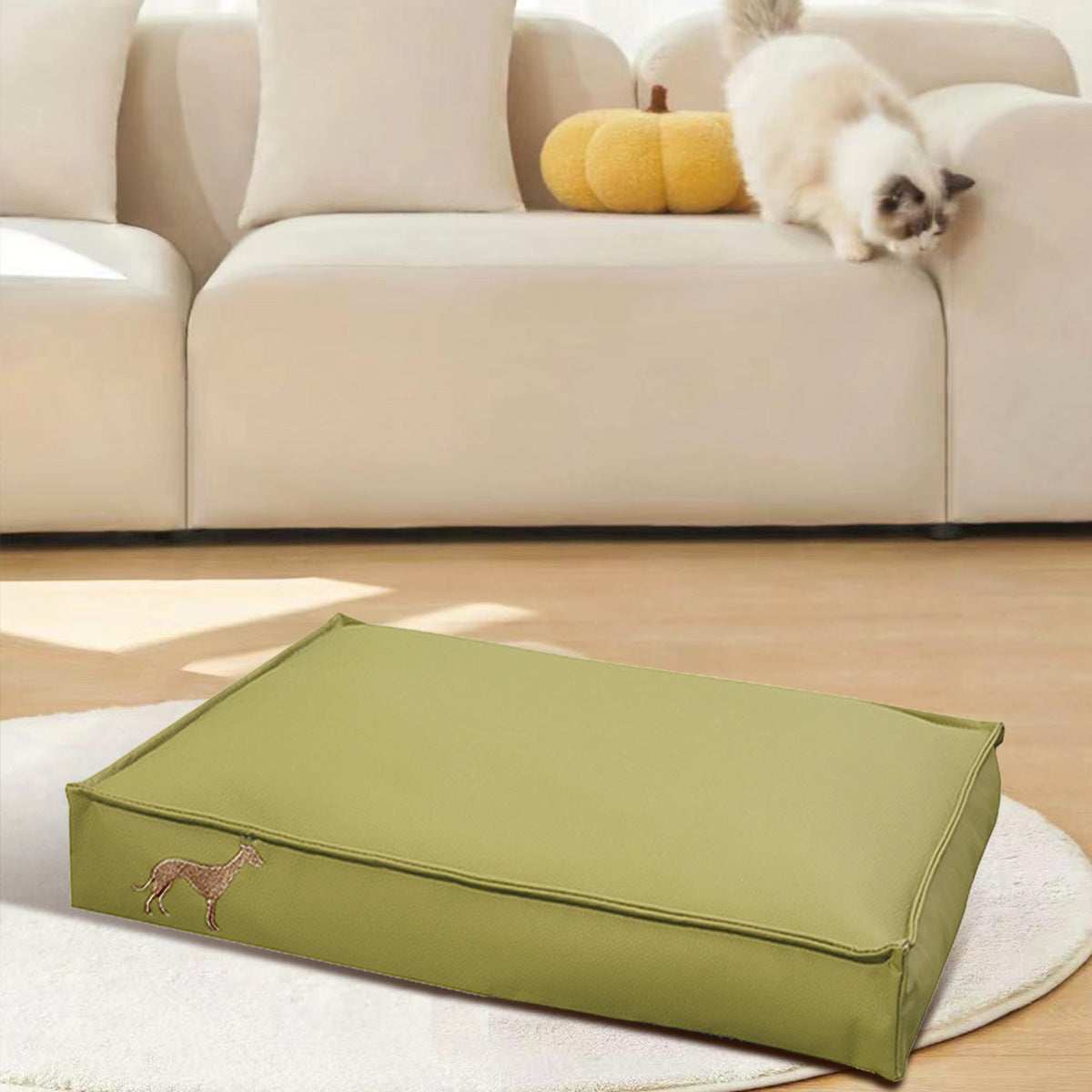 Waterproof removable pet bed cat litter mat in silver gray cloth material