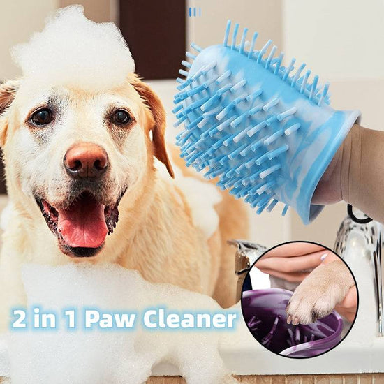 Portable 2 in 1 dog paw cleaner cup with soft silicone bristles for washing and grooming pet feet
