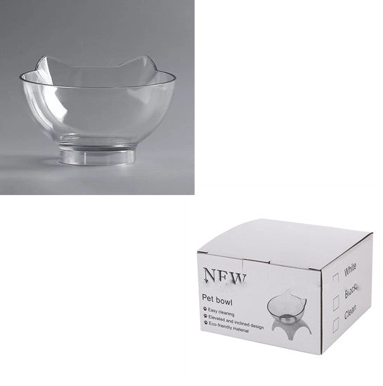 Non Slip Double Cat Bowl With Raised Stand Pet Food Cat Feeder Protect Cervical Vertebra Dog Bowl Transparent Pet Products null