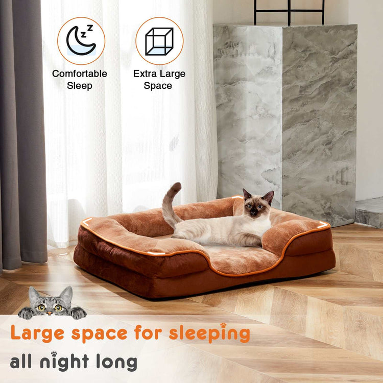 Memory foam pet bed with washable cover and non-slip base for small dogs and cats