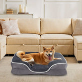 Memory foam pet bed for small dogs and cats with removable washable cover and non-slip base