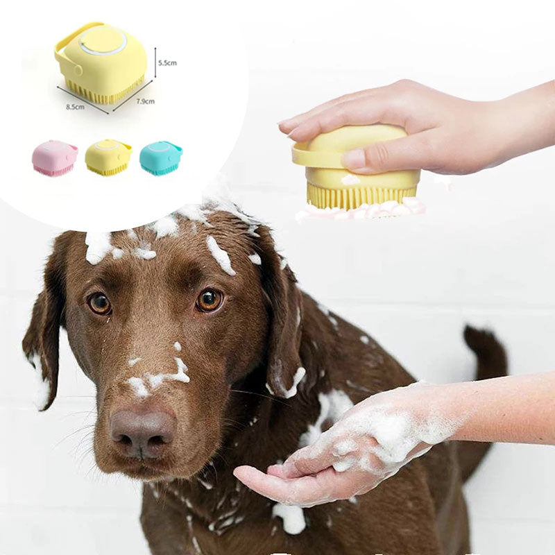 Silicone Dog Bath Massage Gloves Brush Pet Cat Bathroom Cleaning Tool Comb Brush For Dog Can Pour Shampoo Dog Grooming Supplies null