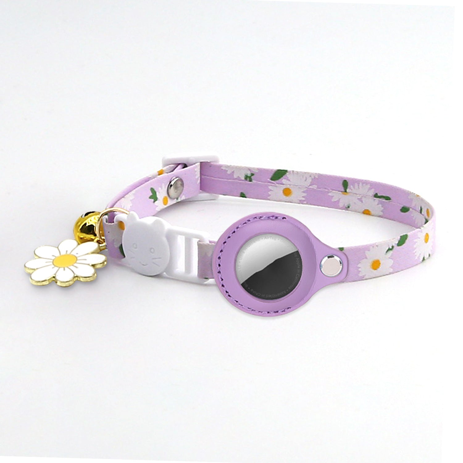 Yellow and purple anti loss small pet collars made of PU material for universal fit 22-34cm pets