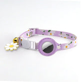 Yellow and purple anti loss small pet collars made of PU material for universal fit 22-34cm pets