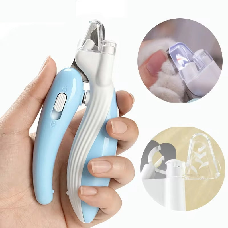 LED electric pet nail clippers with ergonomic handle for dogs and cats
