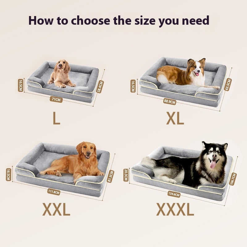 Medium large gray pet sofa bed for dogs with removable washable cloth cover