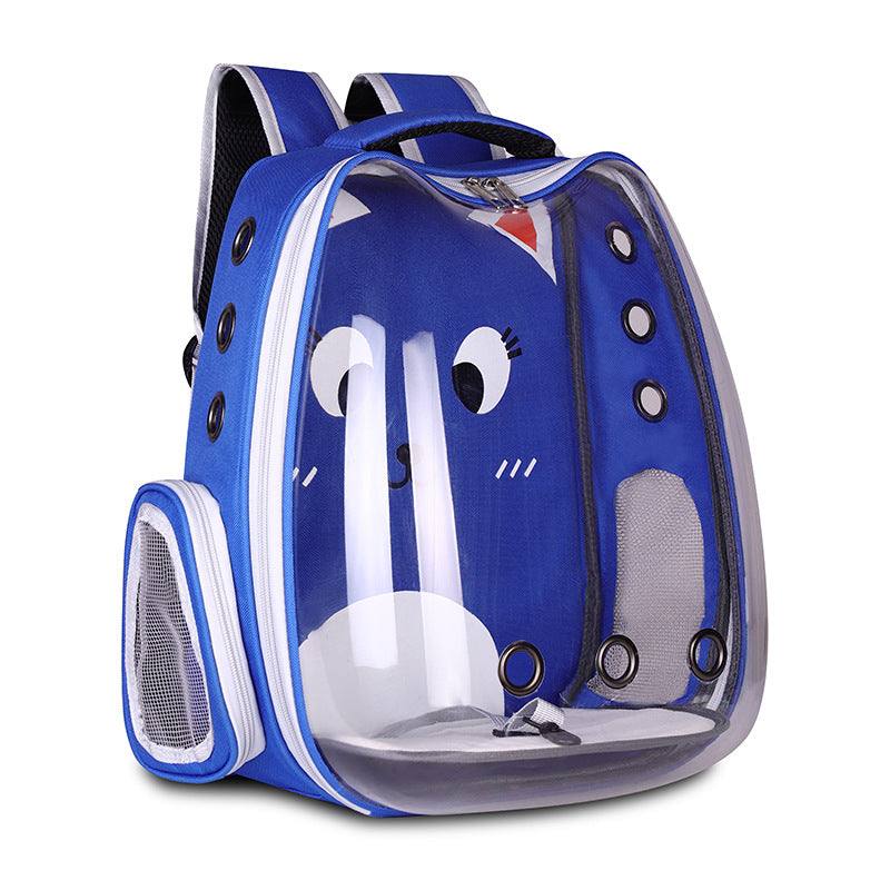 Breathable pet backpack carrier in colorful nylon with cartoon pattern for cats and dogs