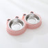 Stainless steel pet double bowl with frog design for cat and dog food and water feeding