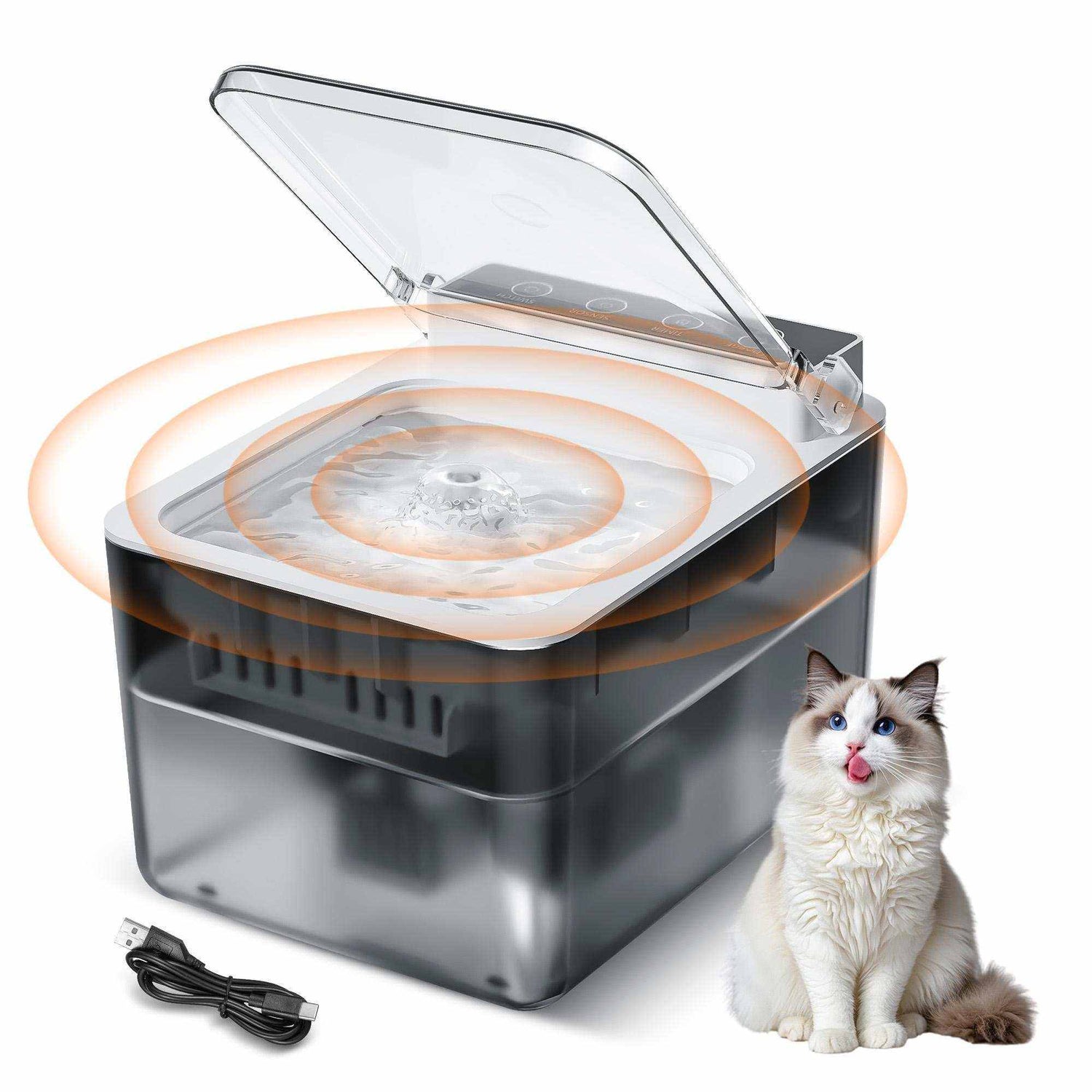 PetZen 3L automatic pet water fountain with motion sensor and USB-C charging for cats and small dogs
