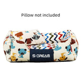 Large removable washable dog cat bed in brown and yellow canvas and oxford cloth for winter pet house
