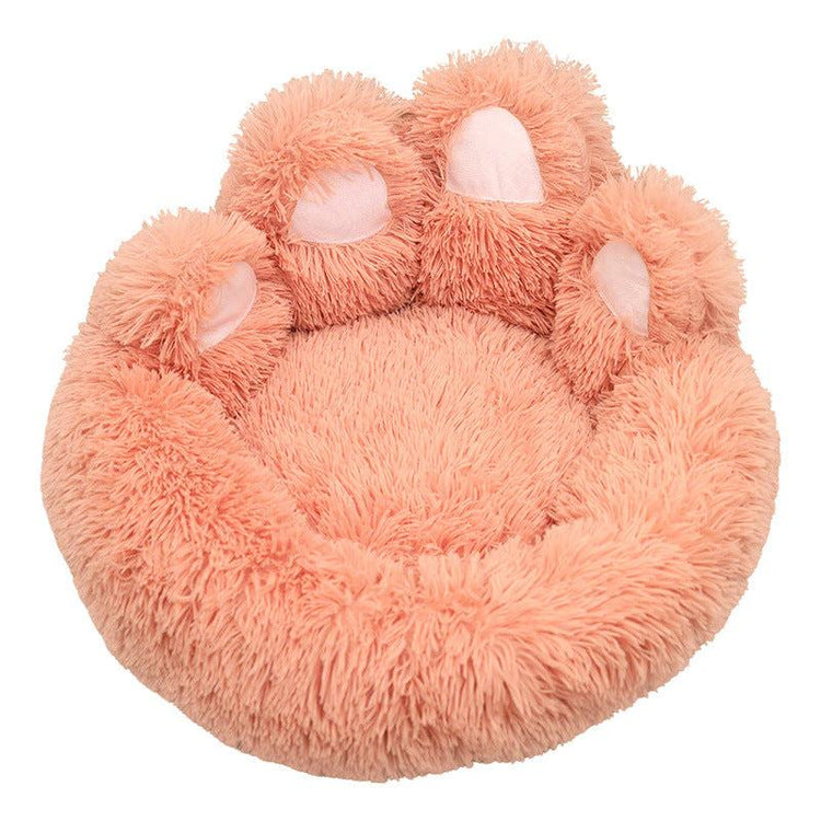 Plush kennel thickened coffee color pet bed with hand-shaped brush nest design for large dogs