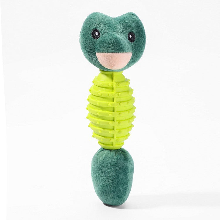 PetZen Chew & Squeak Plush Dog Toys in six animal designs with soft plush and durable TPR materials, featuring a squeaker for dog entertainment