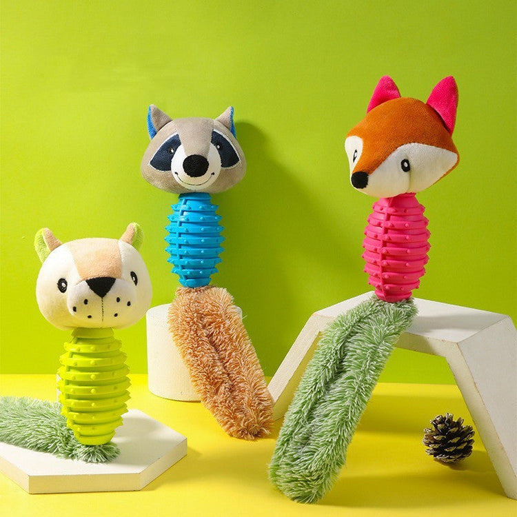 PetZen Chew & Squeak Plush Dog Toy with six animal designs and squeaker for interactive play