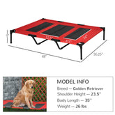 Red XL elevated dog bed with breathable mesh and metal frame for indoor and outdoor use