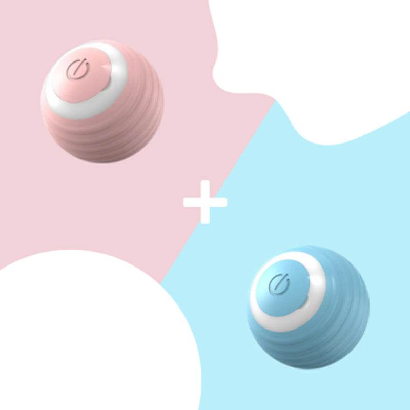 Automatic moving bouncing silicone cat toy ball in blue and pink for indoor kittens
